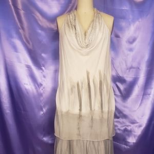 Cowl neck ruffle dress